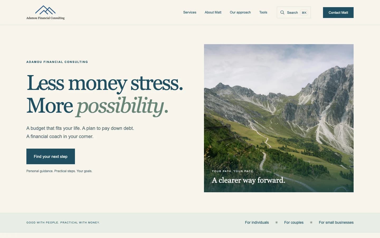 Adamou Financial Consulting homepage